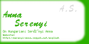 anna serenyi business card